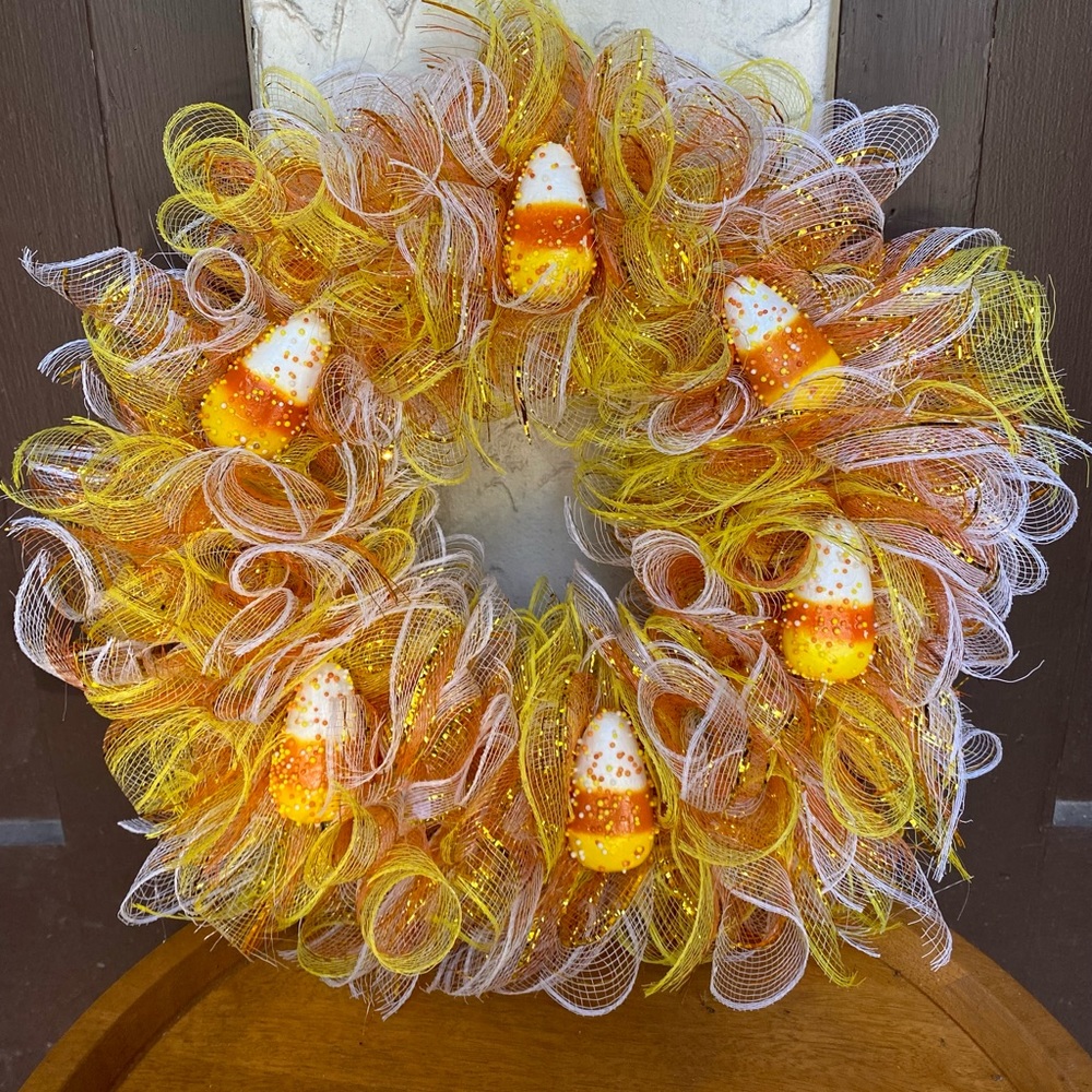 14” candy corn inspired wreath